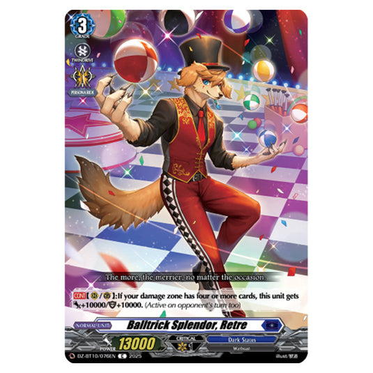 Balltrick Splendor, Retre DZ-BT10/076EN card from the Cardfight!! Vanguard set Dragonsoul Resonance