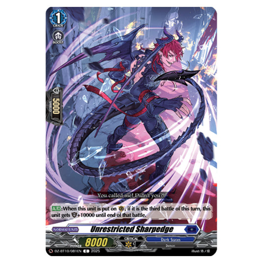 Unrestricted Sharpedge DZ-BT10/081EN card from the Cardfight!! Vanguard set Dragonsoul Resonance