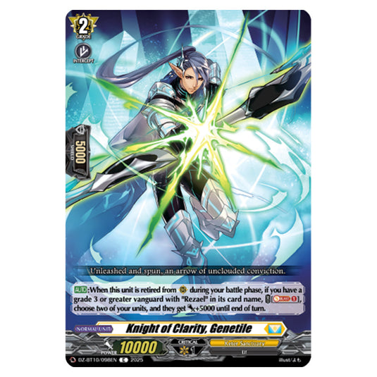 Knight of Clarity, Genetile DZ-BT10/098EN card from the Cardfight!! Vanguard set Dragonsoul Resonance