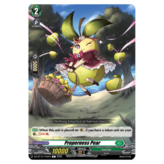 Properness Pear DZ-BT10/104EN card from the Cardfight!! Vanguard set Dragonsoul Resonance