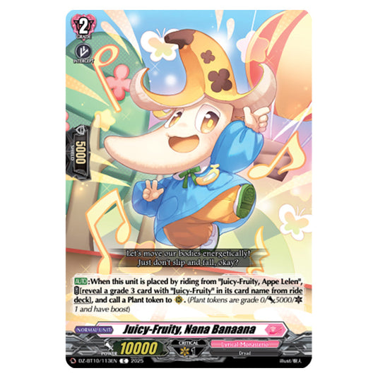 Juicy-Fruity, Nana Banaana DZ-BT10/113EN card from the Cardfight!! Vanguard set Dragonsoul Resonance