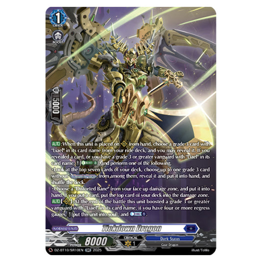 Tickdown Dragon DZ-BT10/SR10EN card from the Cardfight!! Vanguard set Dragonsoul Resonance