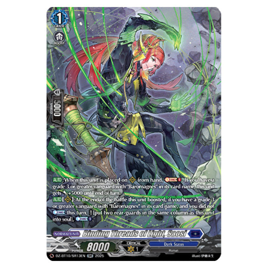 Binding Threads of Light, Saosi DZ-BT10/SR13EN card from the Cardfight!! Vanguard set Dragonsoul Resonance