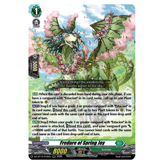 Fredure of Spring Joy DZ-BT12/016EN card from the Cardfight!! Vanguard set Chasm of Lost Souls