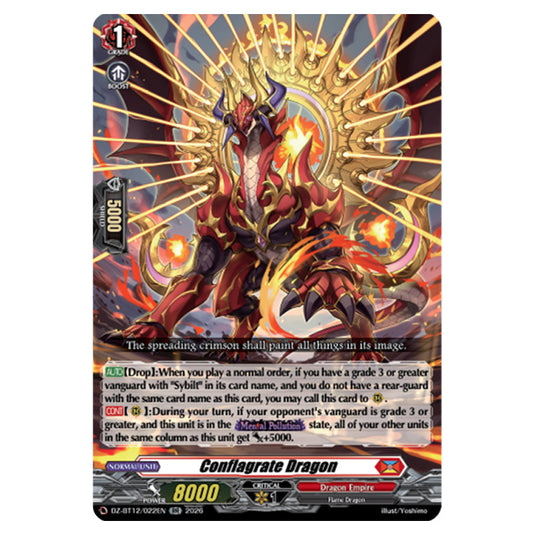 Conflagrate Dragon DZ-BT12/022EN card from the Cardfight!! Vanguard set Chasm of Lost Souls