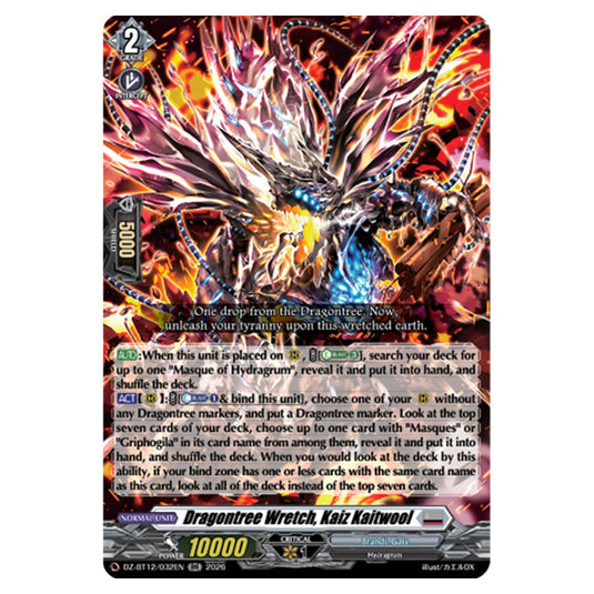 Dragontree Wretch, Kaiz Kaitwool DZ-BT12/032EN card from the Cardfight!! Vanguard set Chasm of Lost Souls