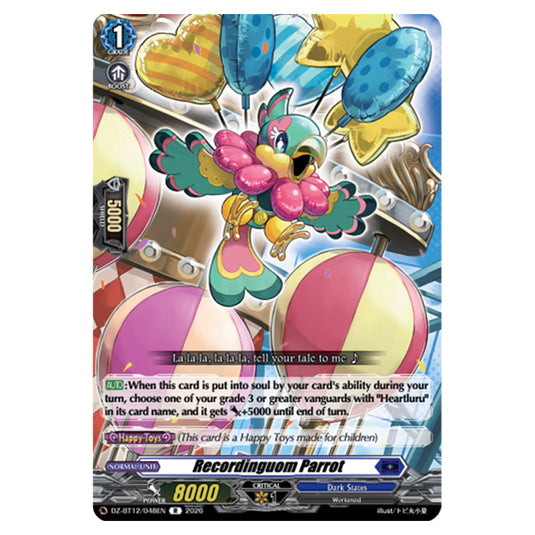 Recordinguom Parrot DZ-BT12/048EN card from the Cardfight!! Vanguard set Chasm of Lost Souls
