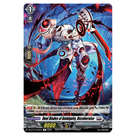 Dual Blades of Ambiguity, Decoheraise DZ-BT12/053EN card from the Cardfight!! Vanguard set Chasm of Lost Souls