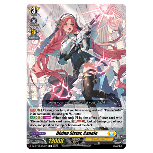 Divine Sister, Canele DZ-BT12/056EN card from the Cardfight!! Vanguard set Chasm of Lost Souls