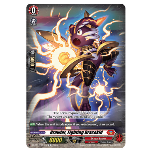 Brawler, Fighting Dracokid DZ-BT12/074EN card from the Cardfight!! Vanguard set Chasm of Lost Souls