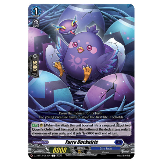 Furry Cockatrie DZ-BT12/083EN card from the Cardfight!! Vanguard set Chasm of Lost Souls