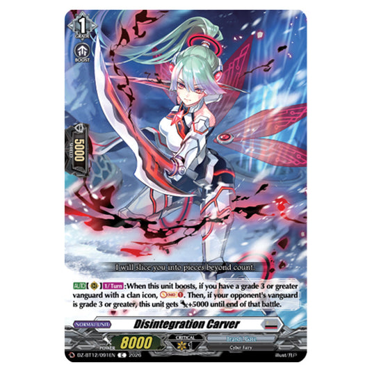 Disintegration Carver DZ-BT12/091EN card from the Cardfight!! Vanguard set Chasm of Lost Souls