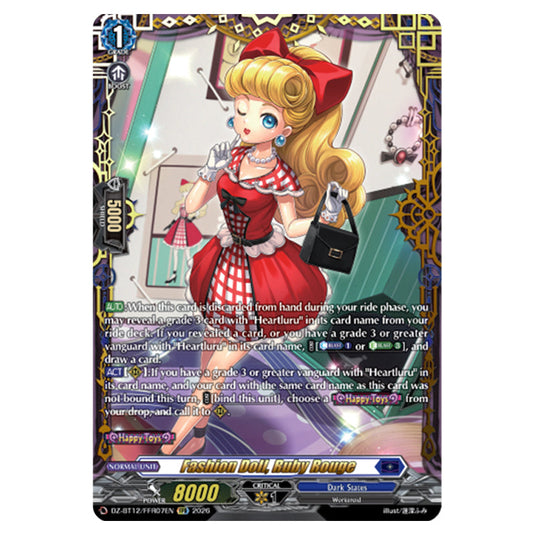 Fashion Doll, Ruby Rouge DZ-BT12/FFR07EN card from the Cardfight!! Vanguard set Chasm of Lost Souls