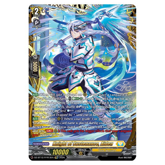 Knight of Sustenance, Aiden DZ-BT12/FFR13EN card from the Cardfight!! Vanguard set Chasm of Lost Souls