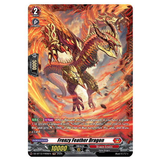 Frenzy Feather Dragon DZ-BT12/FR06EN card from the Cardfight!! Vanguard set Chasm of Lost Souls
