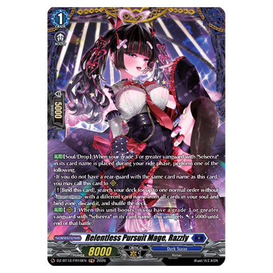 Relentless Pursuit Mage, Razzly DZ-BT12/FR10EN card from the Cardfight!! Vanguard set Chasm of Lost Souls