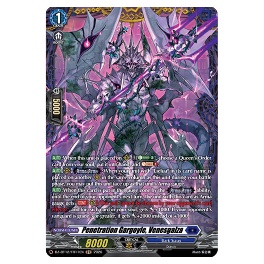 Penetration Gargoyle, Venesgalza DZ-BT12/FR11EN card from the Cardfight!! Vanguard set Chasm of Lost Souls