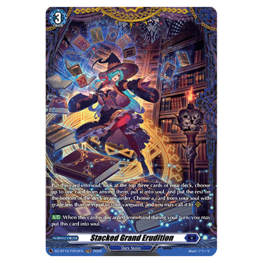 Stacked Grand Erudition DZ-BT12/FR12EN card from the Cardfight!! Vanguard set Chasm of Lost Souls
