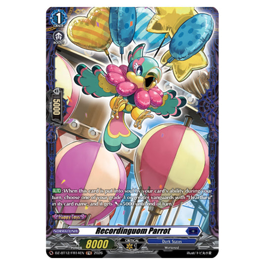 Recordinguom Parrot DZ-BT12/FR14EN card from the Cardfight!! Vanguard set Chasm of Lost Souls