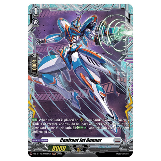Confront Jet Gunner DZ-BT12/FR25EN card from the Cardfight!! Vanguard set Chasm of Lost Souls