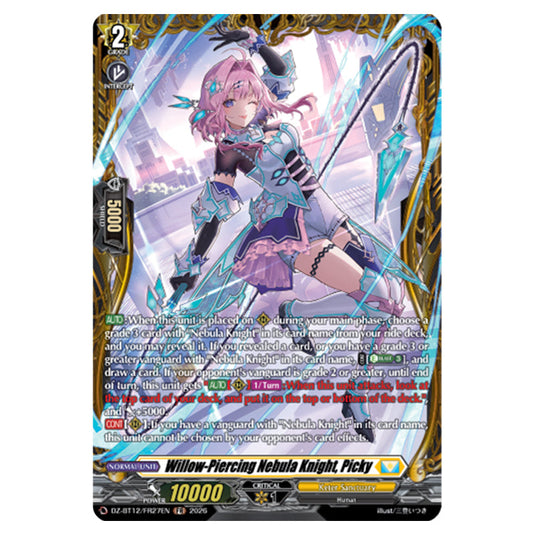 Willow-Piercing Nebula Knight, Picky DZ-BT12/FR27EN card from the Cardfight!! Vanguard set Chasm of Lost Souls
