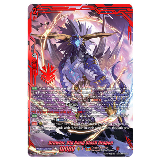 Brawler, Big Bang Slash Dragon DZ-BT12/SEC03EN card from the Cardfight!! Vanguard set Chasm of Lost Souls
