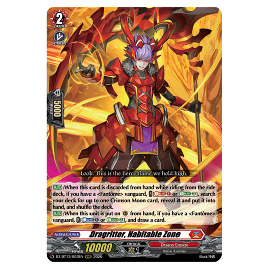 Dragritter, Habitable Zone DZ-BT13/003EN card from the Cardfight!! Vanguard set Parallactic Clash