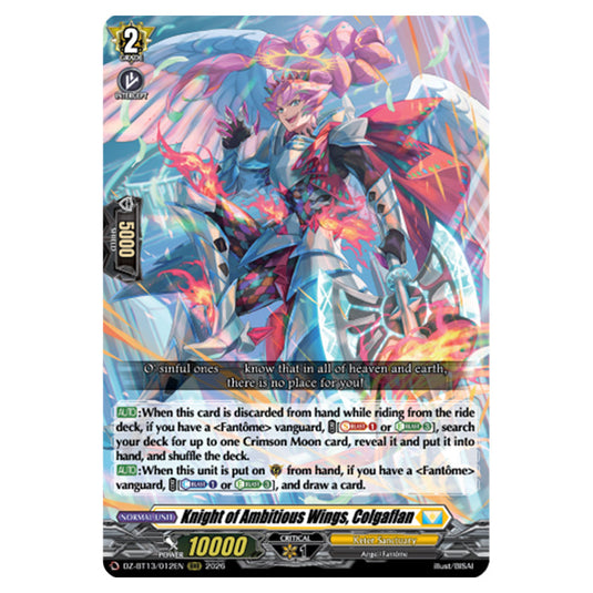 Knight of Ambitious Wings, Colgaflan DZ-BT13/012EN card from the Cardfight!! Vanguard set Parallactic Clash