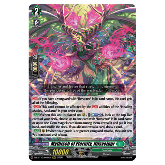 Mythisch of Eternity, Nilsveiggr DZ-BT13/016EN card from the Cardfight!! Vanguard set Parallactic Clash