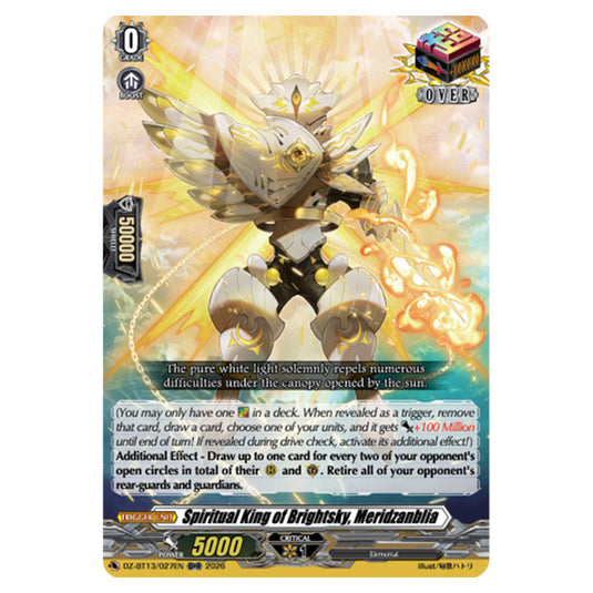 Spiritual King of Brightsky, Meridzanblia DZ-BT13/027EN card from the Cardfight!! Vanguard set Parallactic Clash