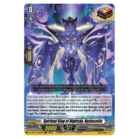 Spiritual King of Nightsky, Nyxlaszelia DZ-BT13/030EN card from the Cardfight!! Vanguard set Parallactic Clash