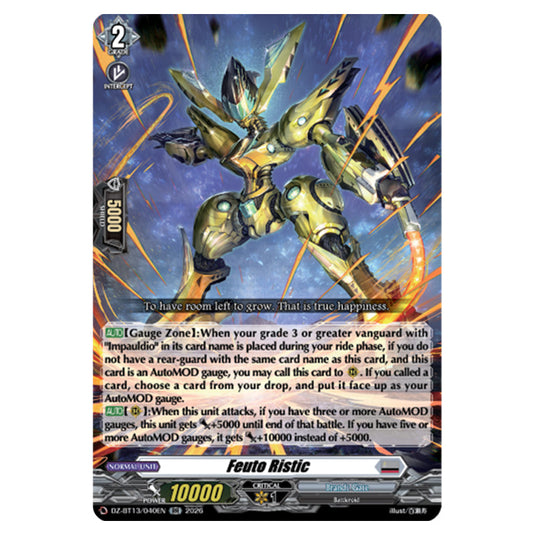 Feuto Ristic DZ-BT13/040EN card from the Cardfight!! Vanguard set Parallactic Clash