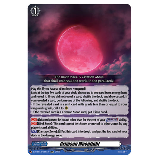 Crimson Moonlight DZ-BT13/055EN card from the Cardfight!! Vanguard set Parallactic Clash