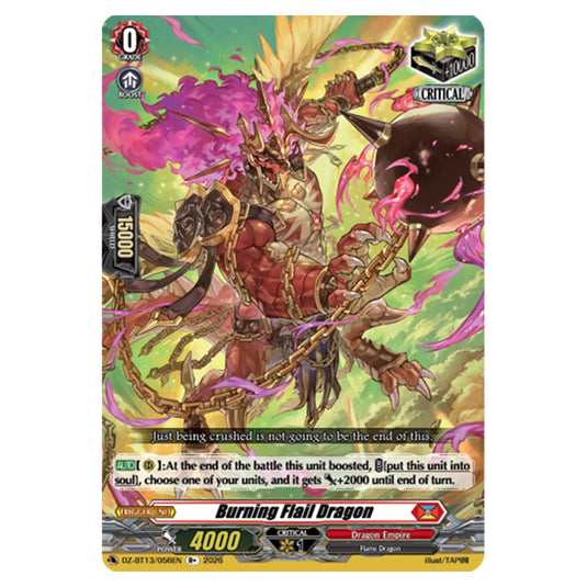 Burning Flail Dragon DZ-BT13/056EN card from the Cardfight!! Vanguard set Parallactic Clash