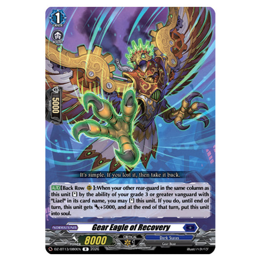 Gear Eagle of Recovery DZ-BT13/080EN card from the Cardfight!! Vanguard set Parallactic Clash