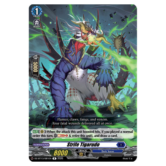 Strife Tigarudo DZ-BT13/081EN card from the Cardfight!! Vanguard set Parallactic Clash