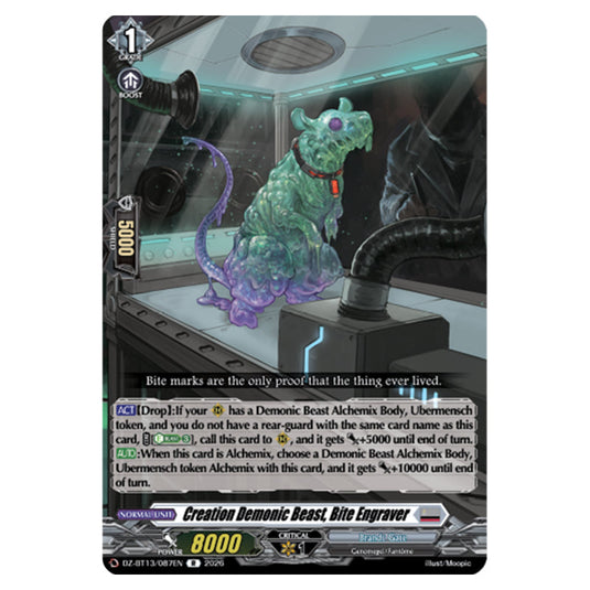 Creation Demonic Beast, Bite Engraver DZ-BT13/087EN card from the Cardfight!! Vanguard set Parallactic Clash