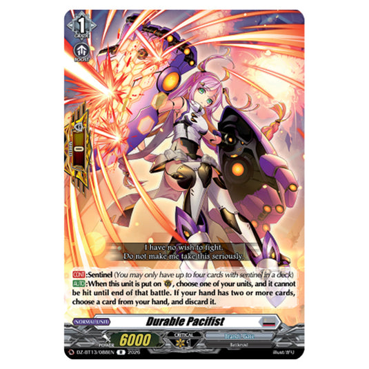 Durable Pacifist DZ-BT13/088EN card from the Cardfight!! Vanguard set Parallactic Clash