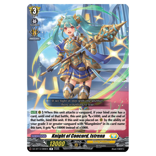 Knight of Concord, Istrena DZ-BT13/089EN card from the Cardfight!! Vanguard set Parallactic Clash