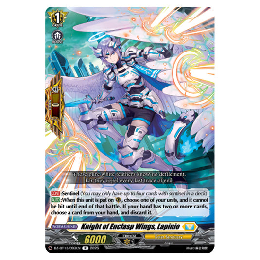 Knight of Enclasp Wings, Lapinio DZ-BT13/093EN card from the Cardfight!! Vanguard set Parallactic Clash