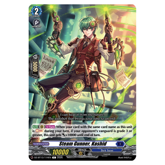 Steam Gunner, Kashid DZ-BT13/114EN card from the Cardfight!! Vanguard set Parallactic Clash