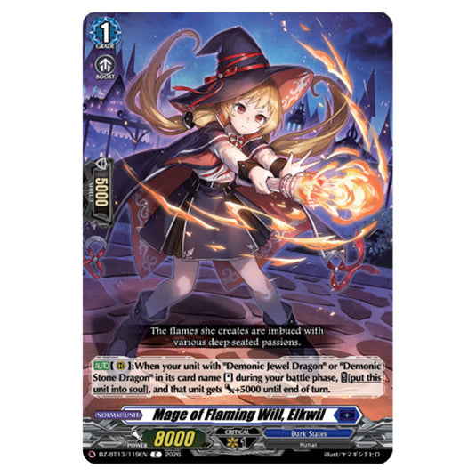 Mage of Flaming Will, Elkwil DZ-BT13/119EN card from the Cardfight!! Vanguard set Parallactic Clash