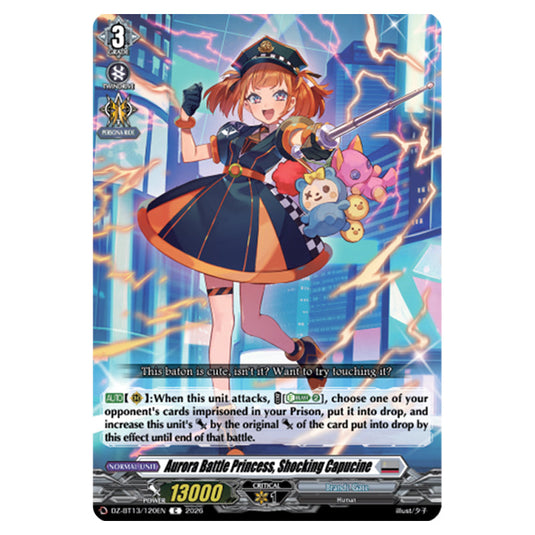 Aurora Battle Princess, Shocking Capucine DZ-BT13/120EN card from the Cardfight!! Vanguard set Parallactic Clash