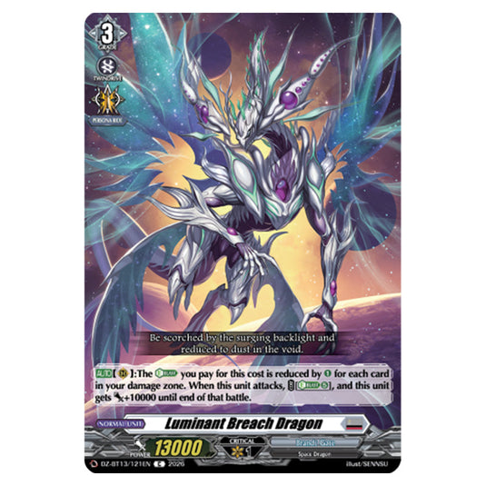 Luminant Breach Dragon DZ-BT13/121EN card from the Cardfight!! Vanguard set Parallactic Clash