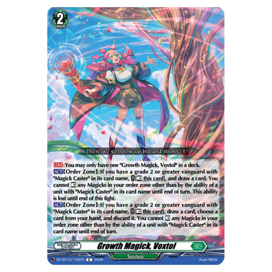 Growth Magick, Voxtol DZ-BT13/142EN card from the Cardfight!! Vanguard set Parallactic Clash