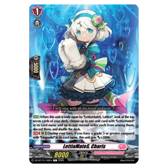 LettiaMateS, Charis DZ-BT13/149EN card from the Cardfight!! Vanguard set Parallactic Clash