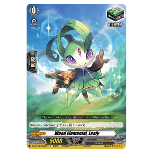 Wood Elemental, Leafy DZ-BT13/154EN card from the Cardfight!! Vanguard set Parallactic Clash