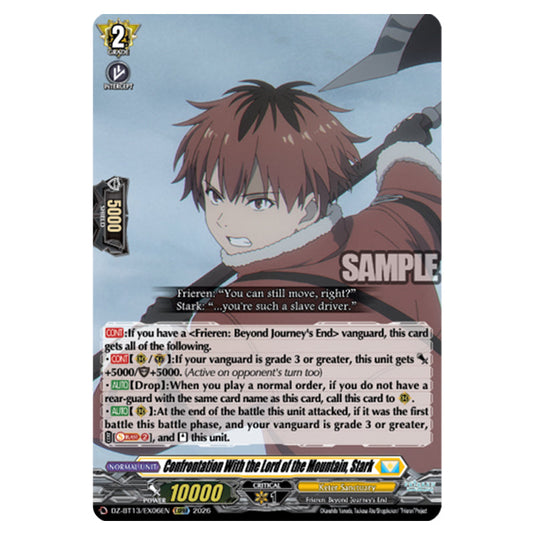 Confrontation With the Lord of the Mountain, Stark DZ-BT13/EX06EN card from the Cardfight!! Vanguard set Parallactic Clash