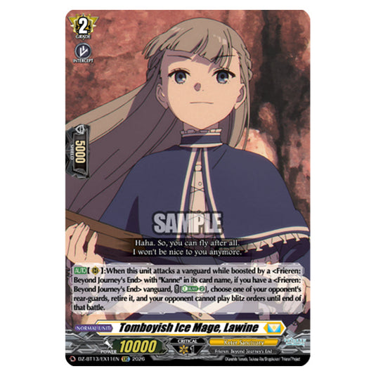 Tomboyish Ice Mage, Lawine DZ-BT13/EX11EN card from the Cardfight!! Vanguard set Parallactic Clash