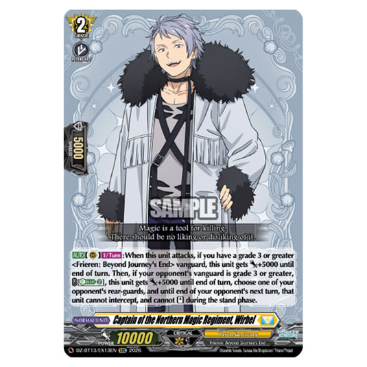 Captain of the Northern Magic Regiment, Wirbel DZ-BT13/EX13EN card from the Cardfight!! Vanguard set Parallactic Clash